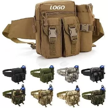 Tactical Waist Pouch Fanny Pack W/ Water Bottle Holder