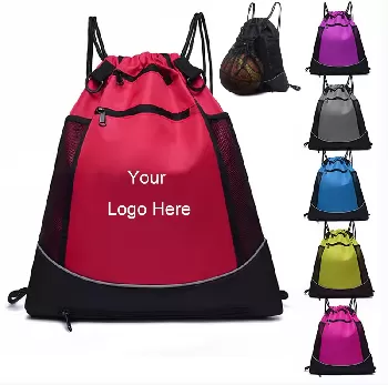 Waterproof Nylon Basketball Mesh Black Backpack Bag For Boys